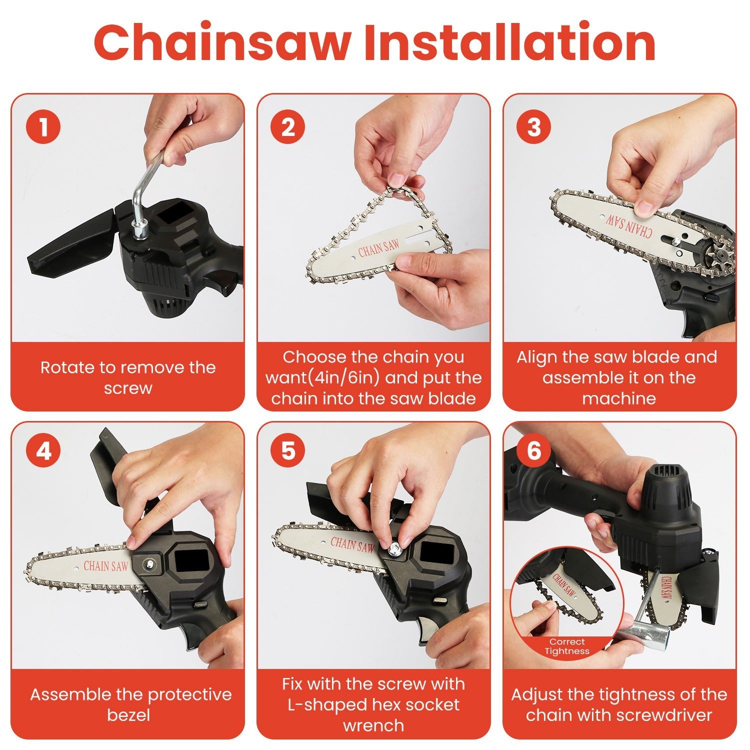1Set 3-in-1 Cordless Electric Pole Saw Mini Chainsaw Grass Trimmer Kit