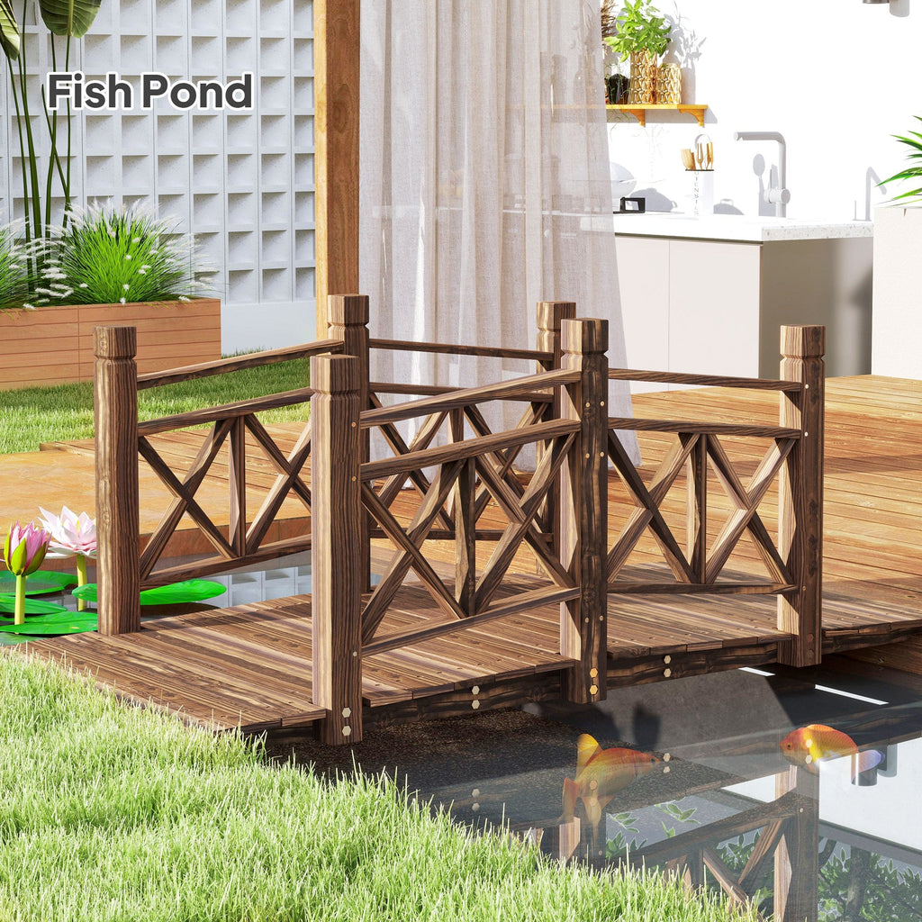 5 ft. Wooden Garden Bridge Footbridge for Backyard Ponds, Creeks,