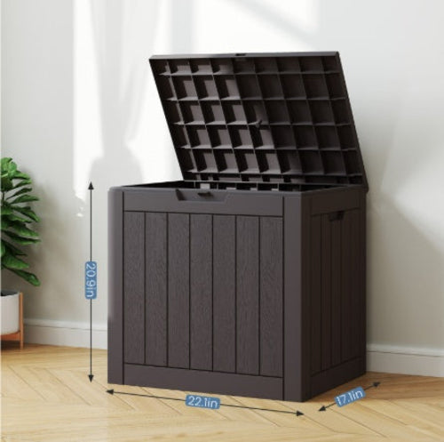 Deck Box With 31 Gallon Capacity, Weatherproof Resin Lockable Outdoor