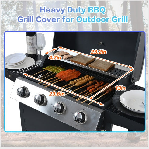 Propane Gas Grill 4 Burner Barbecue Grill, Stainless Steel 34,000 BTU