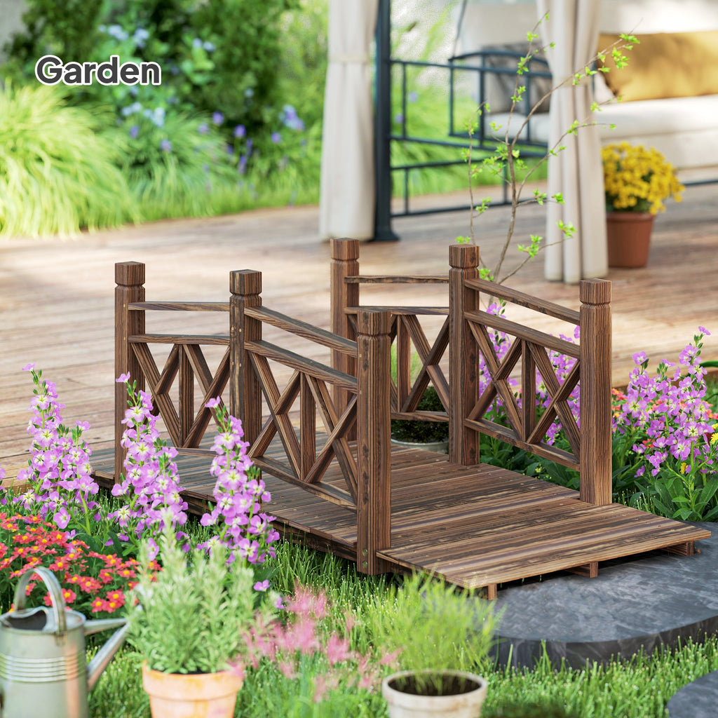 5 ft. Wooden Garden Bridge Footbridge for Backyard Ponds, Creeks,