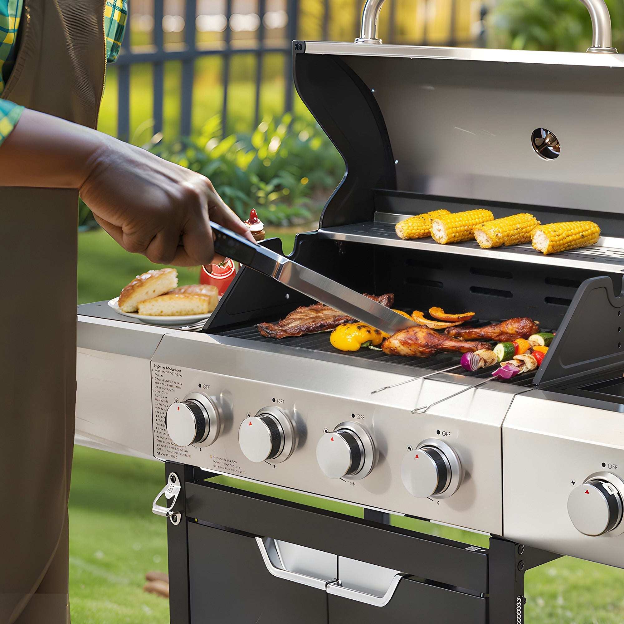 Propane Grill 4 Burner Barbecue Grill Stainless Steel Gas Grill With