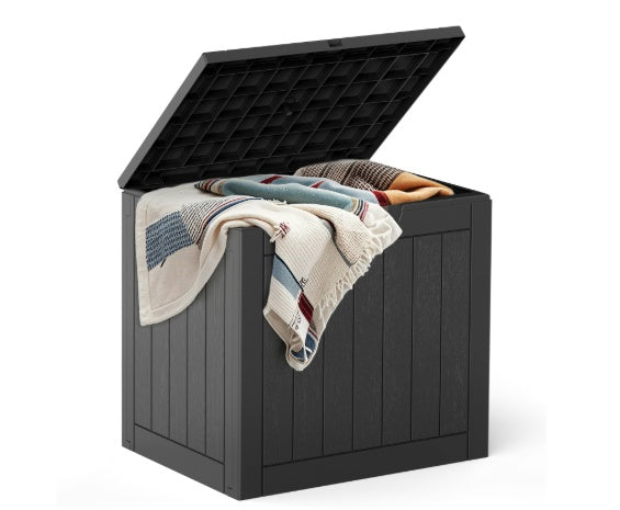 Deck Box With 31 Gallon Capacity, Weatherproof Resin Lockable Outdoor