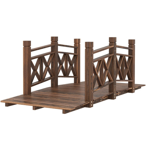5 ft. Wooden Garden Bridge Footbridge for Backyard Ponds, Creeks,