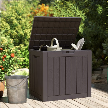 Deck Box With 31 Gallon Capacity, Weatherproof Resin Lockable Outdoor