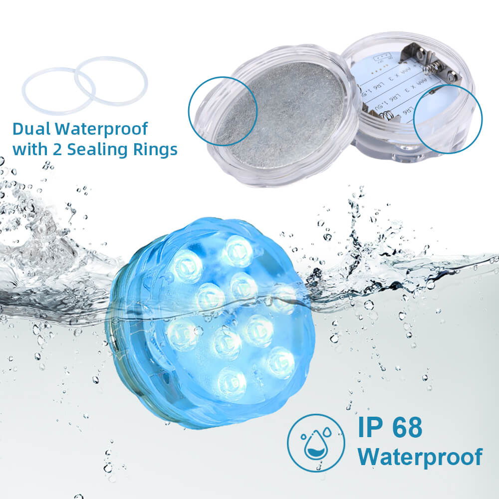 GFLAI IP68 Waterproof Multi Color Submersible LED Lights Underwater
