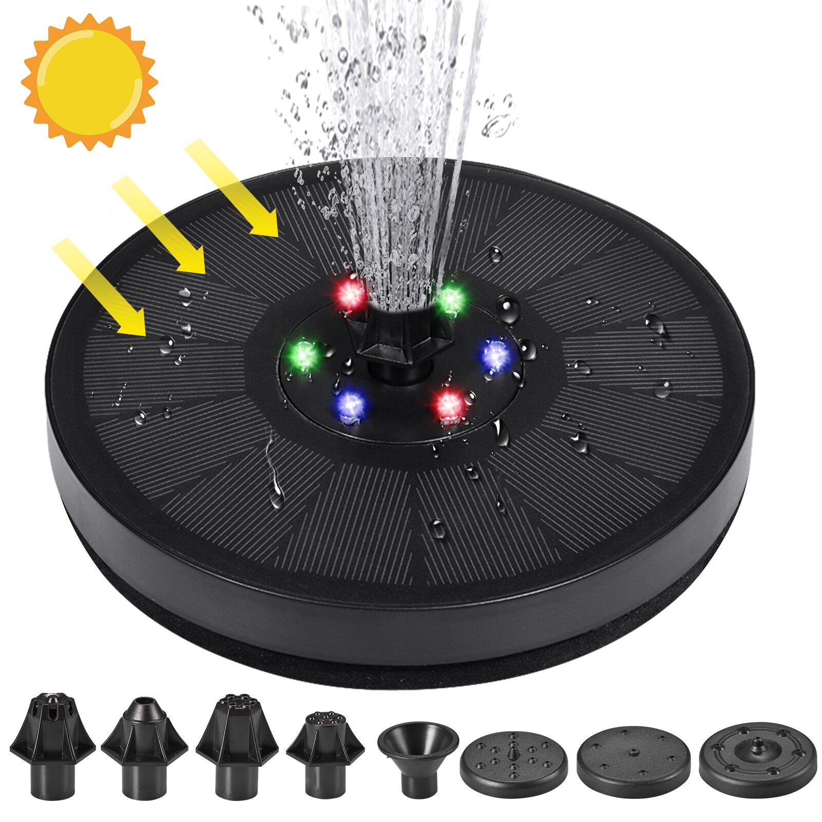 Solar Fountain Colorful LED Lights Swimming Pools Fountain Garden Pool