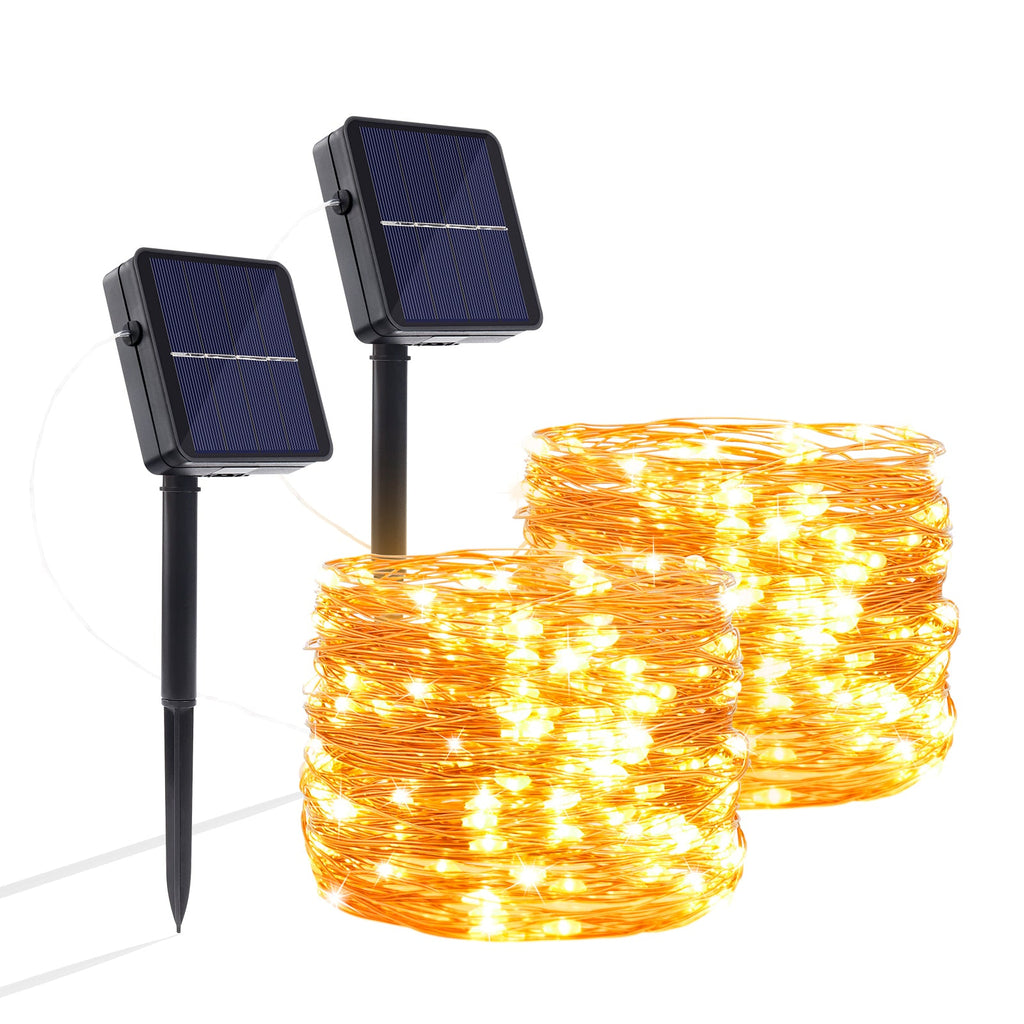 78FT 240LEDs Warm White Solar Lights Outdoor Decorative(2 Pack)