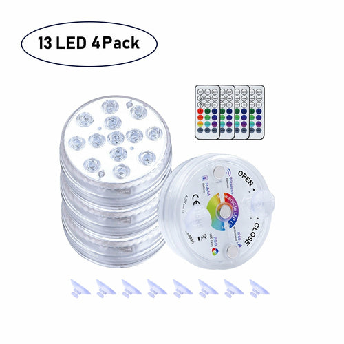 16 Colors Pool Lights Submersible 13 LED Light with Suction Cup for