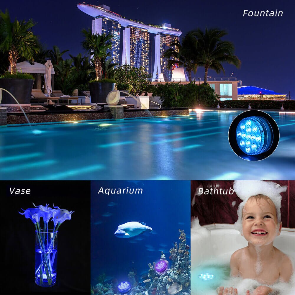 16 Colors Pool Lights Submersible 13 LED Light with Suction Cup for
