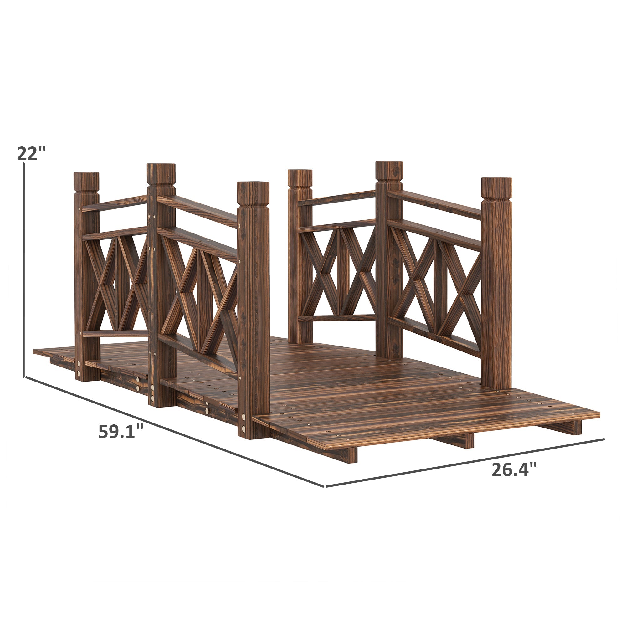 5 ft. Wooden Garden Bridge Footbridge for Backyard Ponds, Creeks,