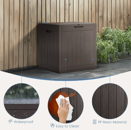 Deck Box With 31 Gallon Capacity, Weatherproof Resin Lockable Outdoor