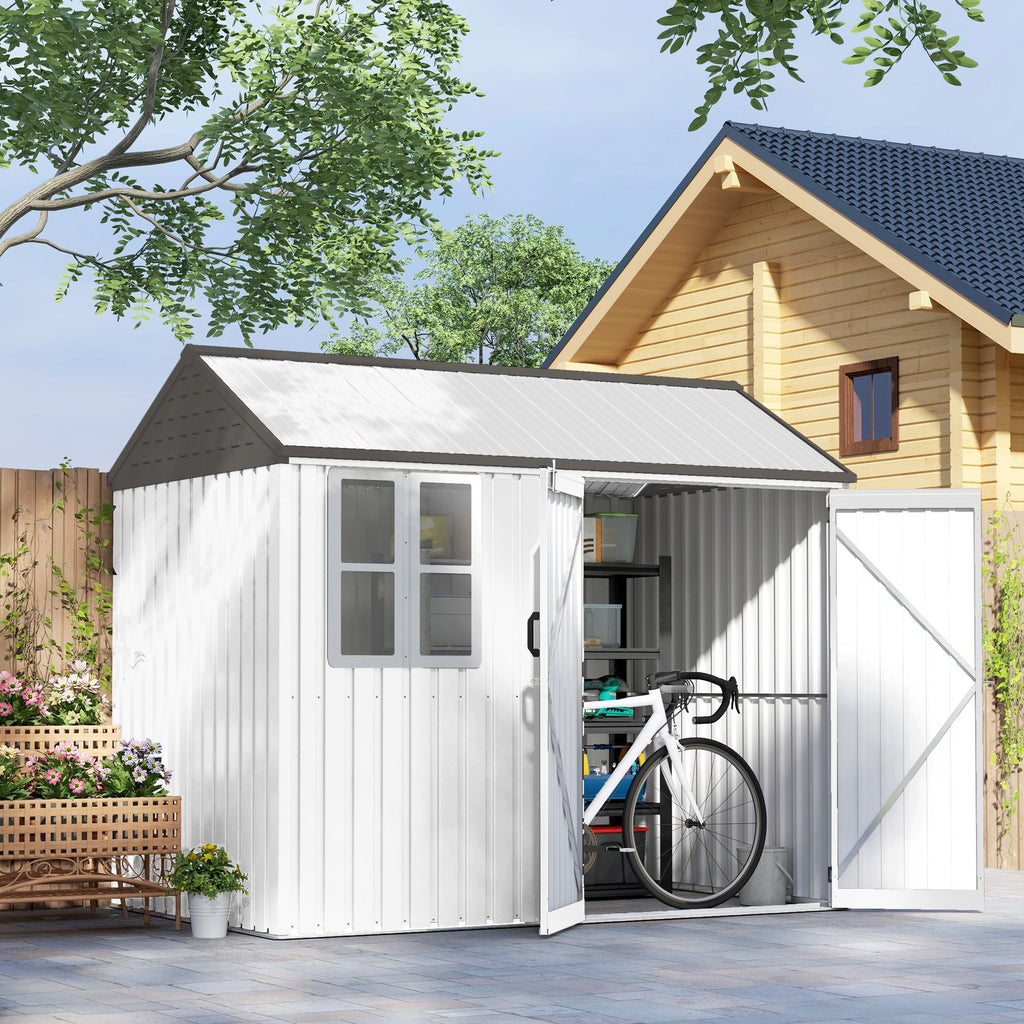 8' x 6' Metal Garden Storage Shed, Extra Large Outdoor Tool Storage