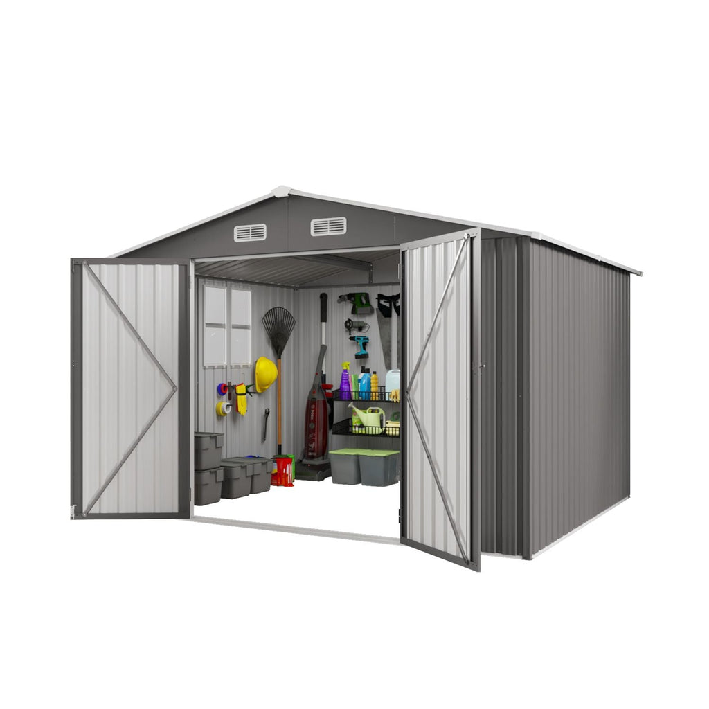 10 x 8 FT Outdoor Storage Shed, Large Metal Storage Shed, Lockable