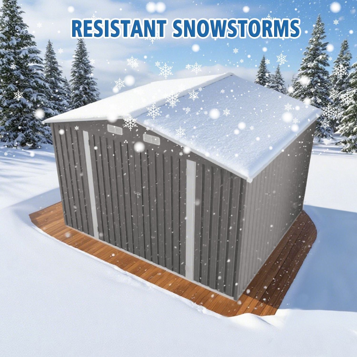 10 x 8 FT Outdoor Storage Shed, Large Metal Storage Shed, Lockable