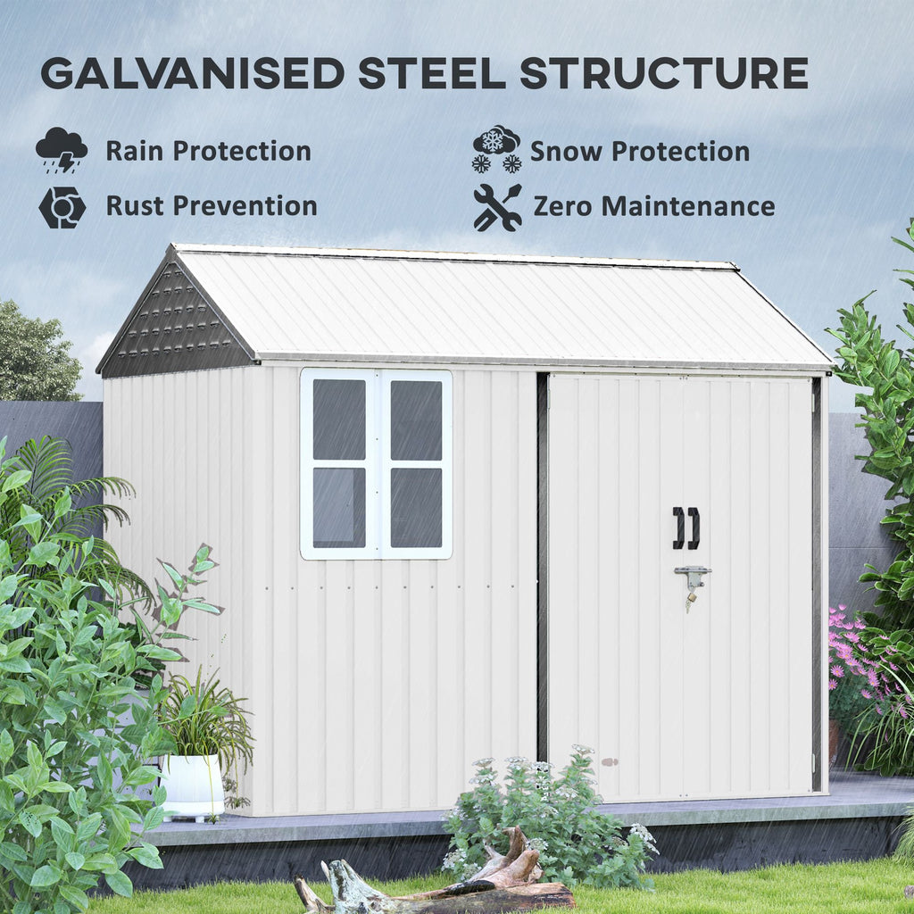 8' x 6' Metal Garden Storage Shed, Extra Large Outdoor Tool Storage