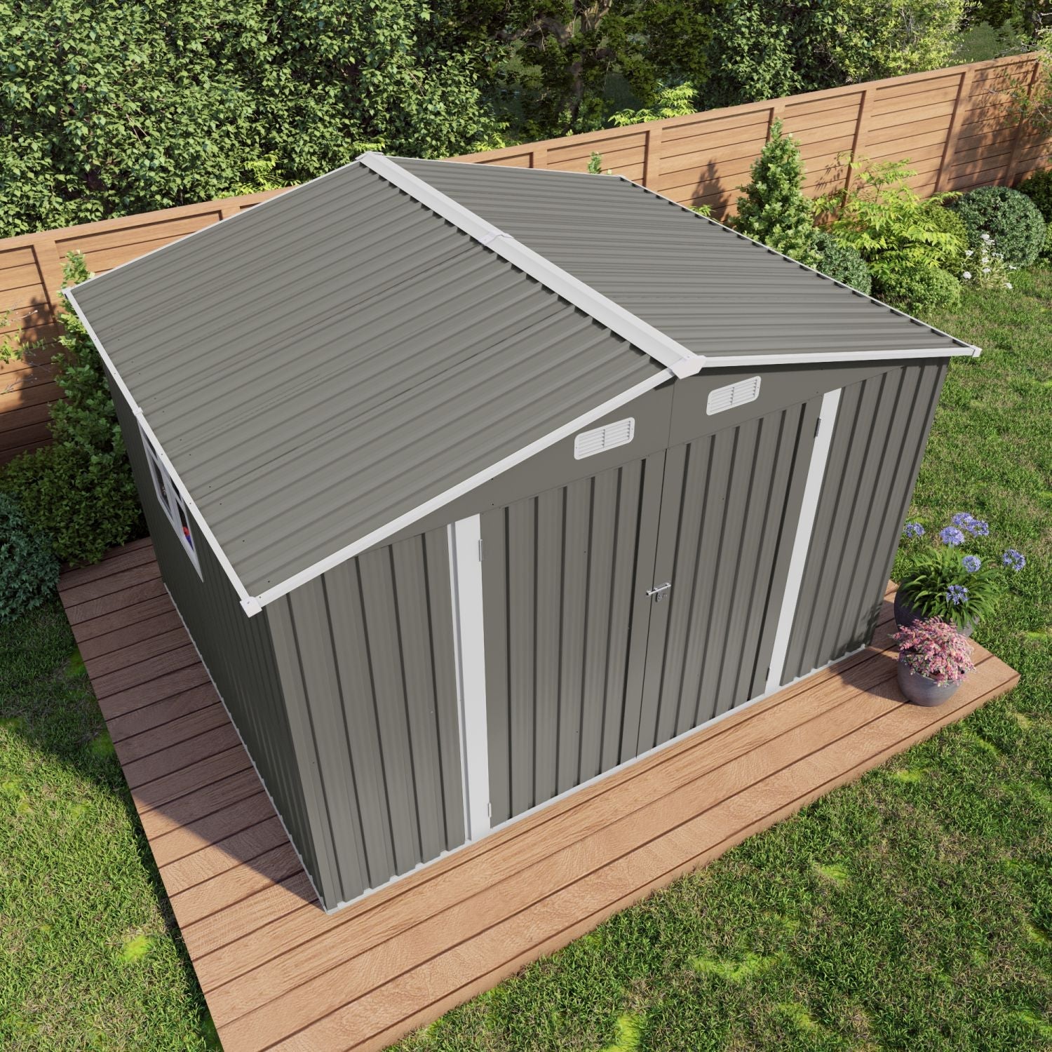 10 x 8 FT Outdoor Storage Shed, Large Metal Storage Shed, Lockable