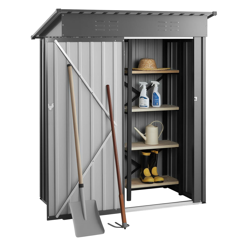 5 x 3 FT Metal Garden Shed, Storage Building with Lockable Door & 2
