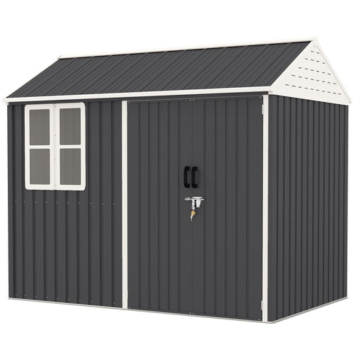 8' x 6' Metal Garden Storage Shed, Extra Large Outdoor Tool Storage