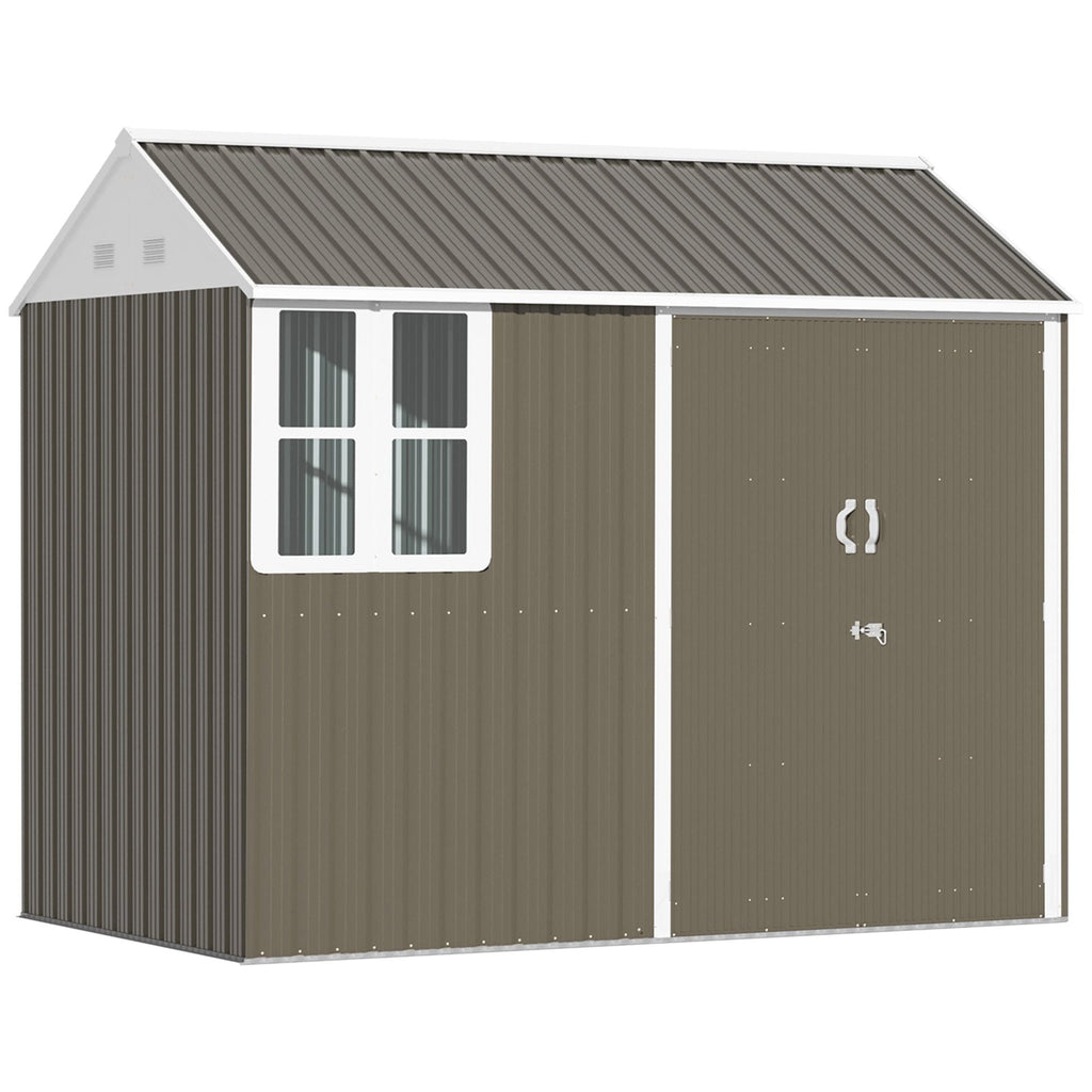 8' x 6' Metal Garden Storage Shed, Outdoor Tool Storage House with