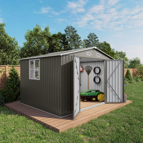 10 x 8 FT Outdoor Storage Shed, Large Metal Storage Shed, Lockable