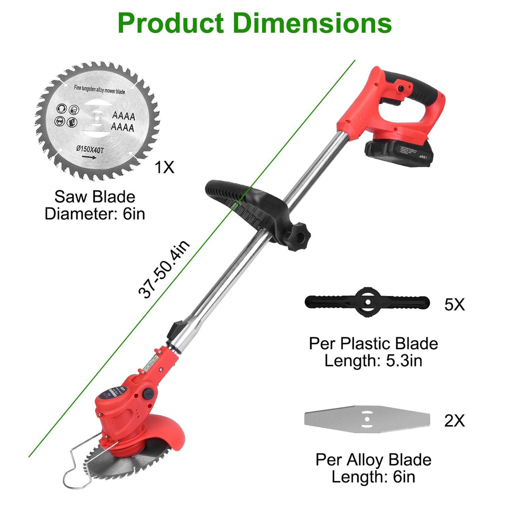 Electric Cordless Grass Trimmer Rechargeable Lawn Mower Weed Cutter