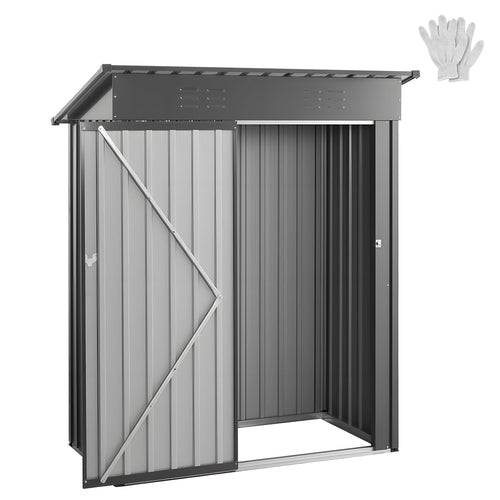 5 x 3 FT Metal Garden Shed, Storage Building with Lockable Door & 2