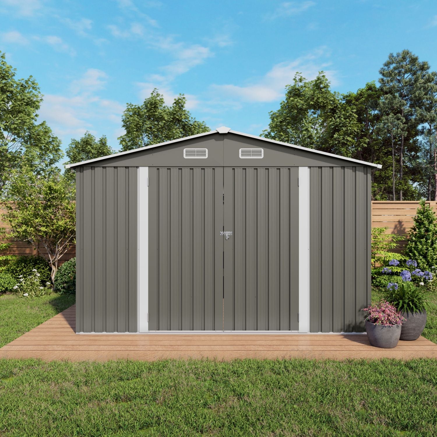 10 x 8 FT Outdoor Storage Shed, Large Metal Storage Shed, Lockable