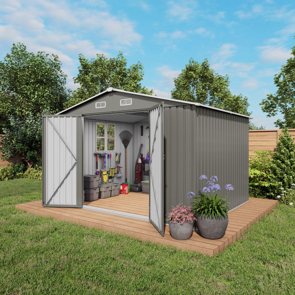 10 x 8 FT Outdoor Storage Shed, Large Metal Storage Shed, Lockable
