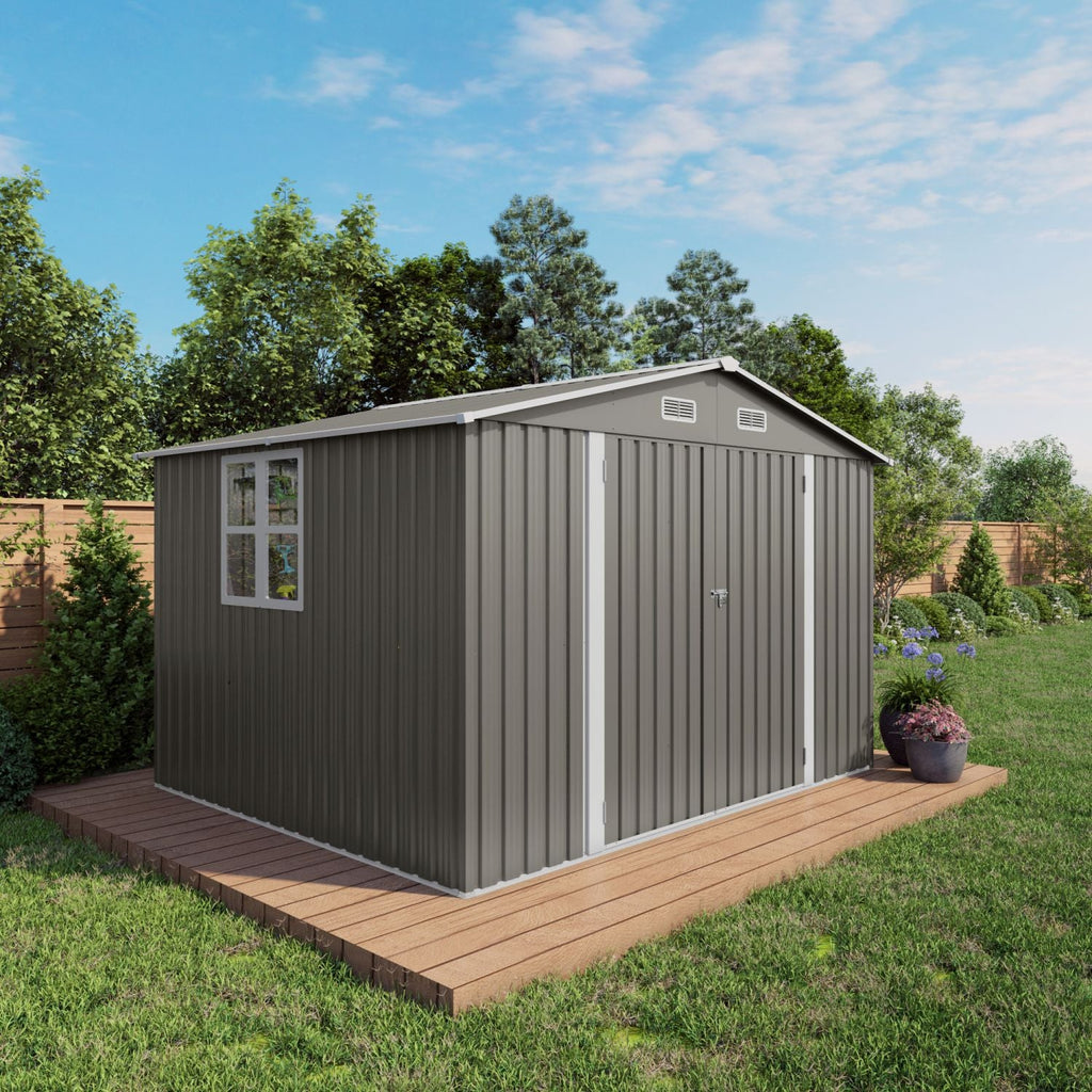10 x 8 FT Outdoor Storage Shed, Large Metal Storage Shed, Lockable