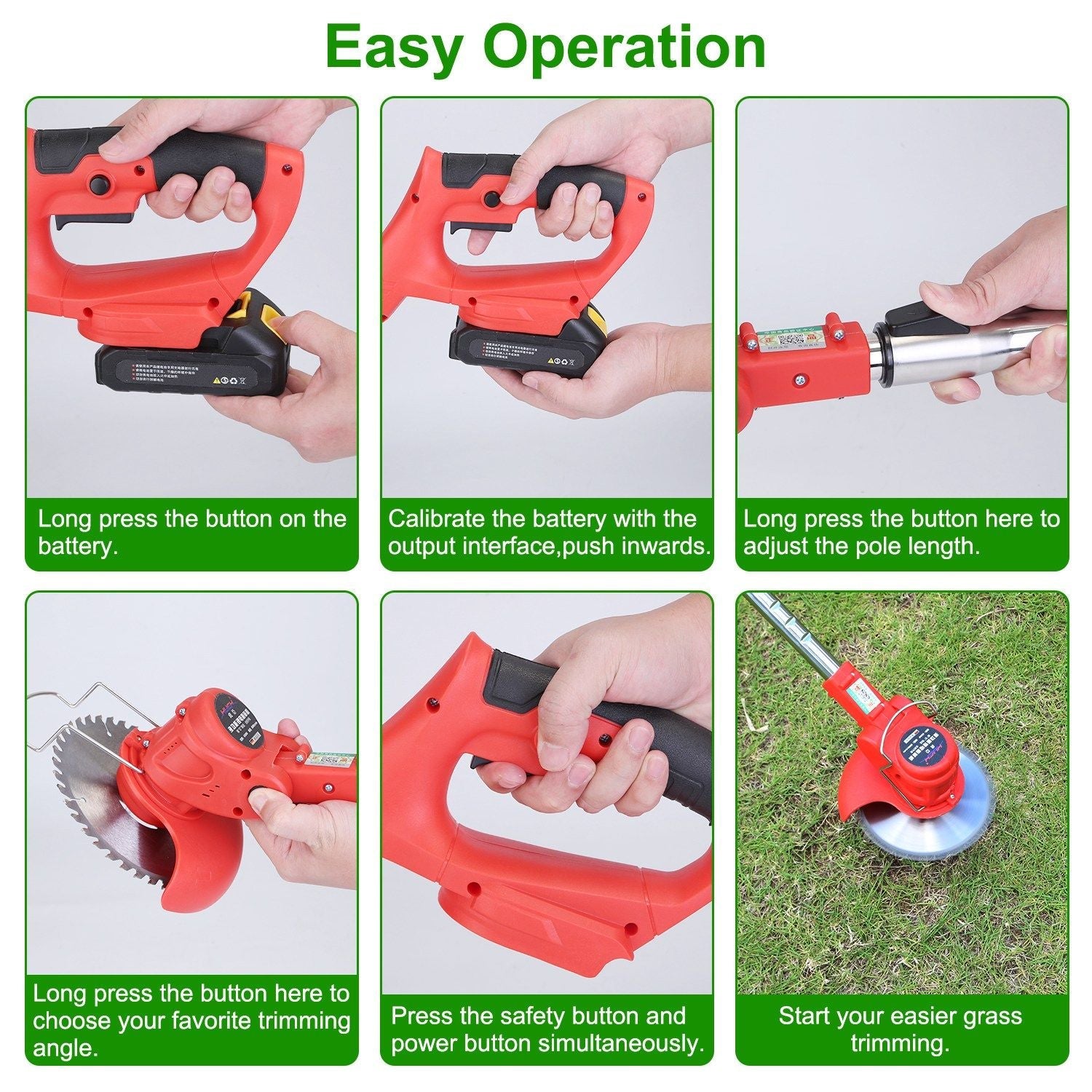 Electric Cordless Grass Trimmer Rechargeable Lawn Mower Weed Cutter