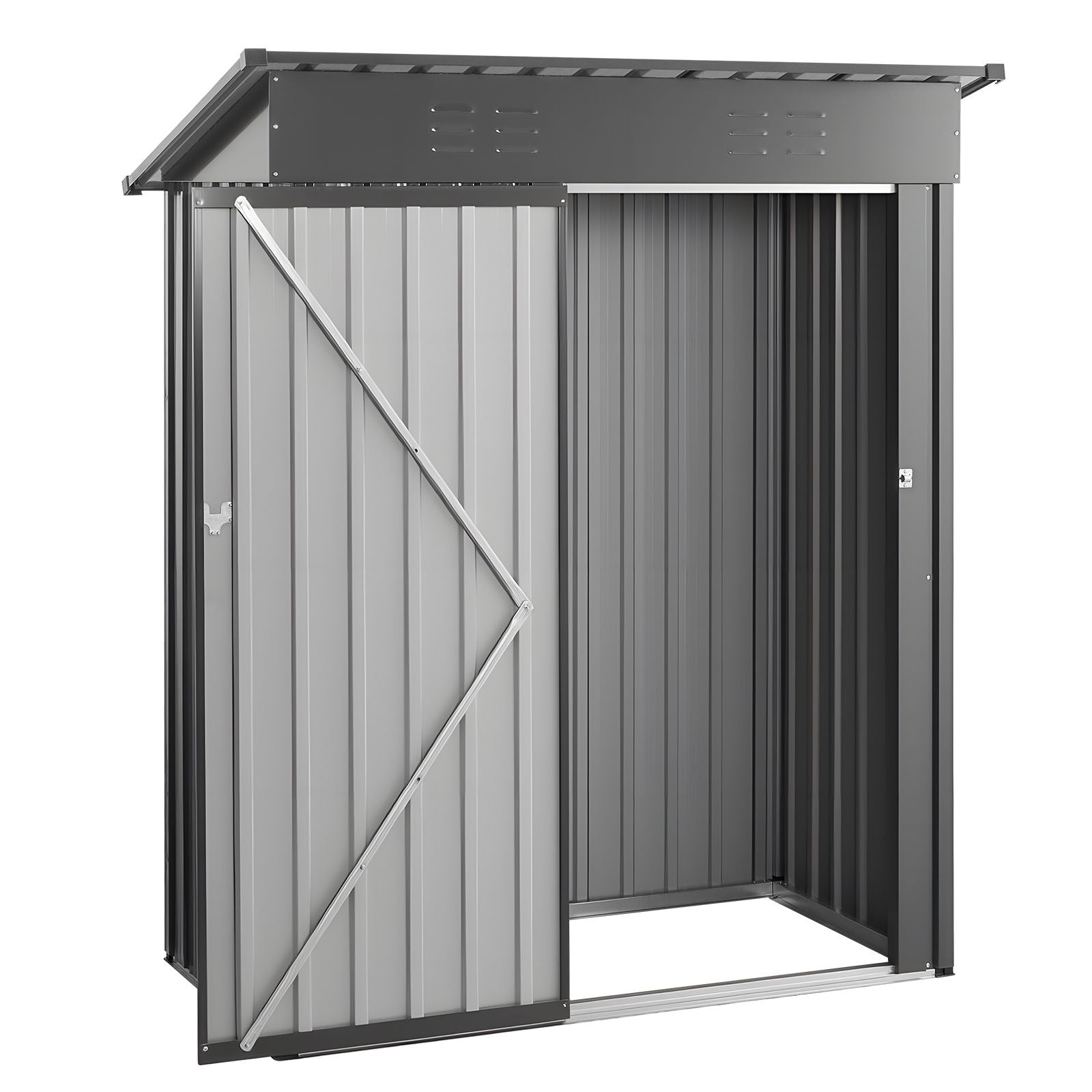 5 x 3 FT Metal Garden Shed, Storage Building with Lockable Door & 2