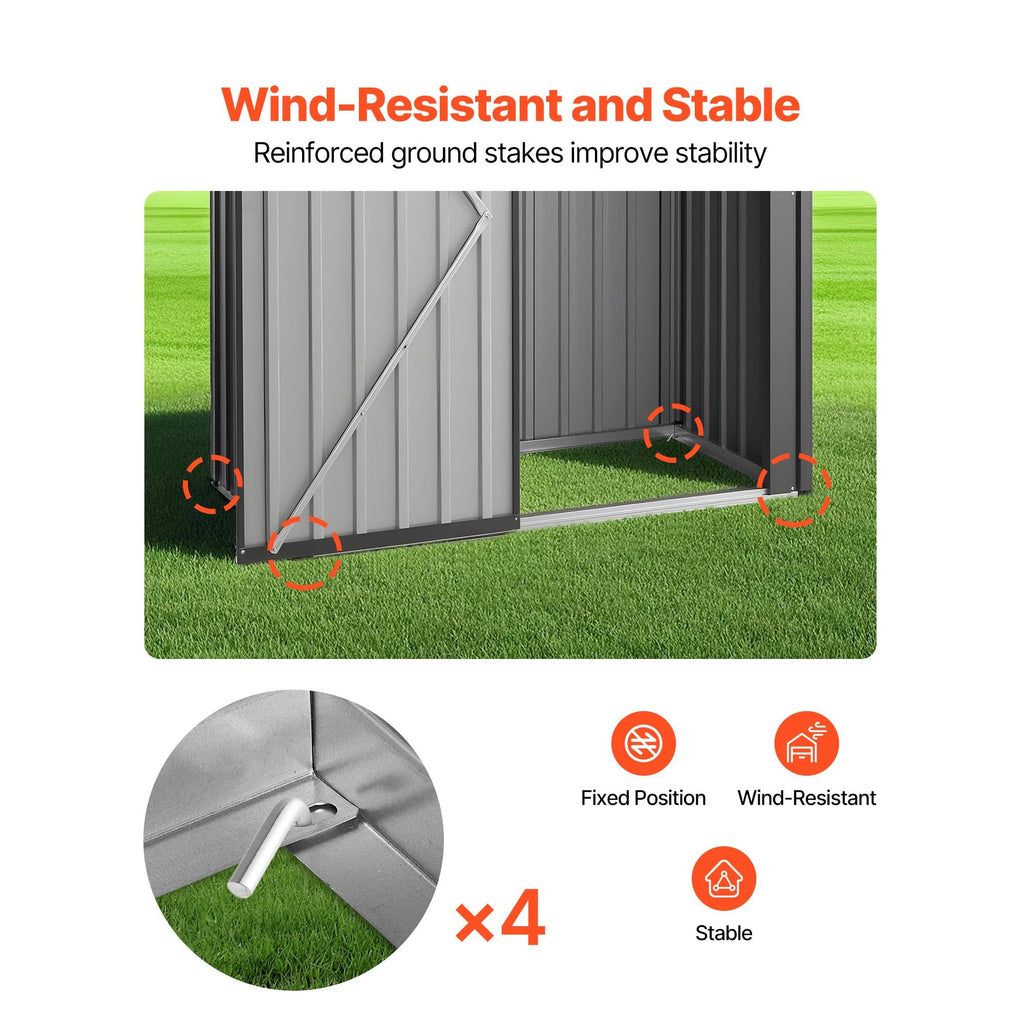 5 x 3 FT Metal Garden Shed, Storage Building with Lockable Door & 2