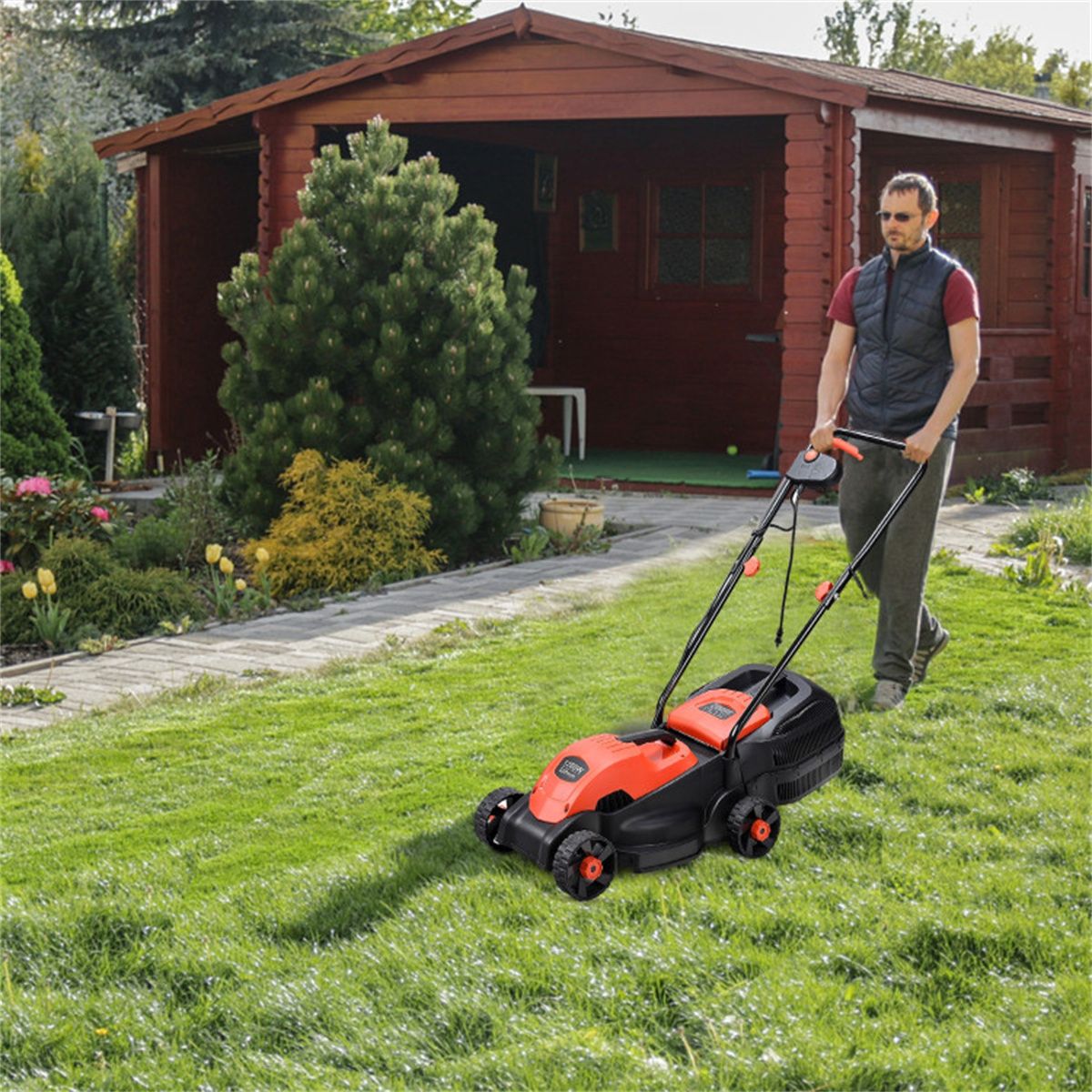 13-Inch Electric Lawn Mower with 8 Gal Grass Collection Box, 3
