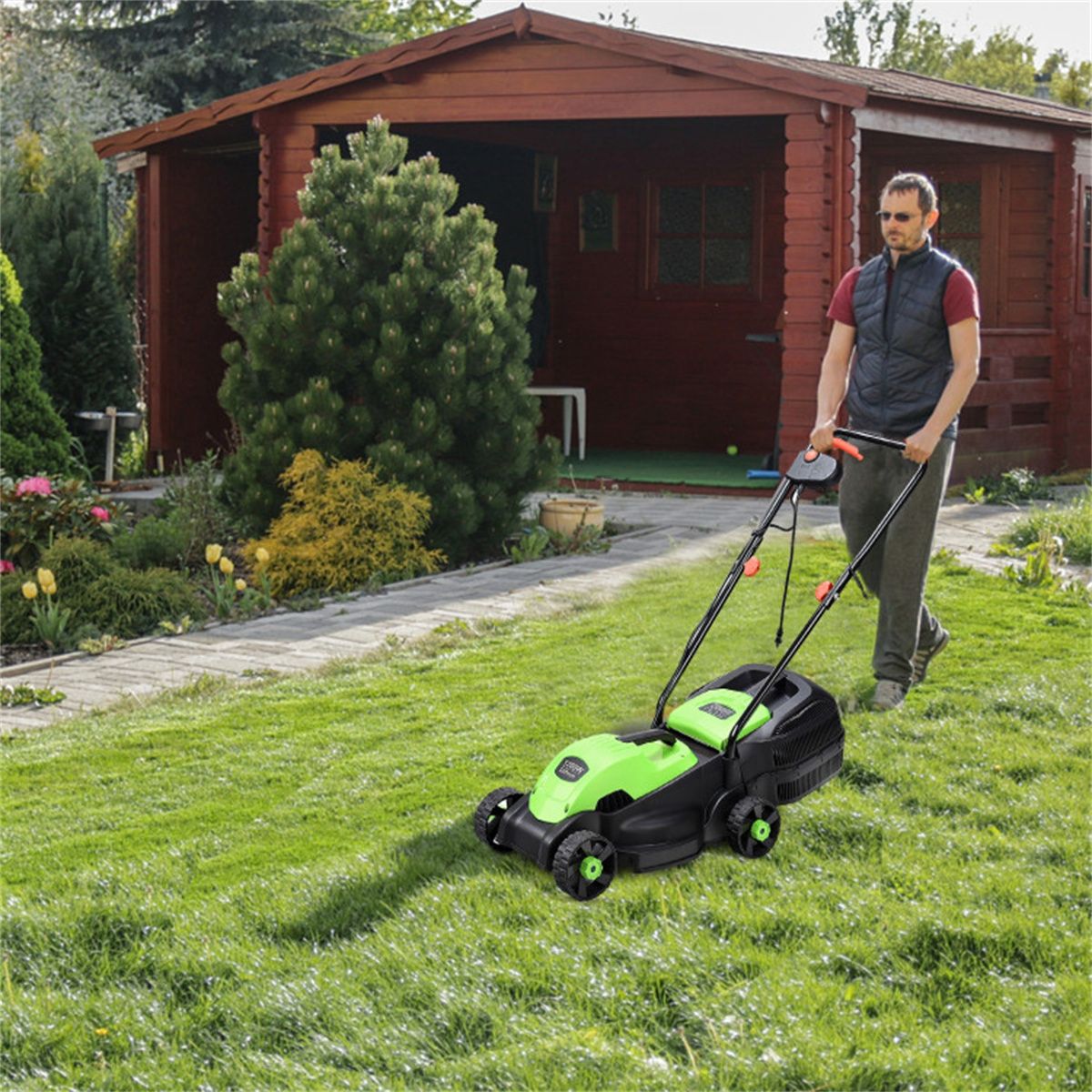 13-Inch Electric Lawn Mower with 8 Gal Grass Collection Box, 3
