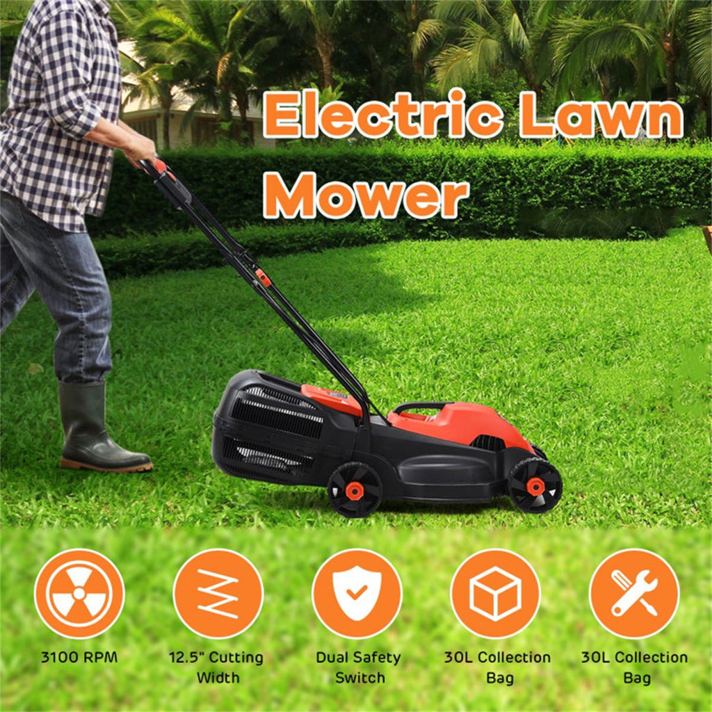 13-Inch Electric Lawn Mower with 8 Gal Grass Collection Box, 3
