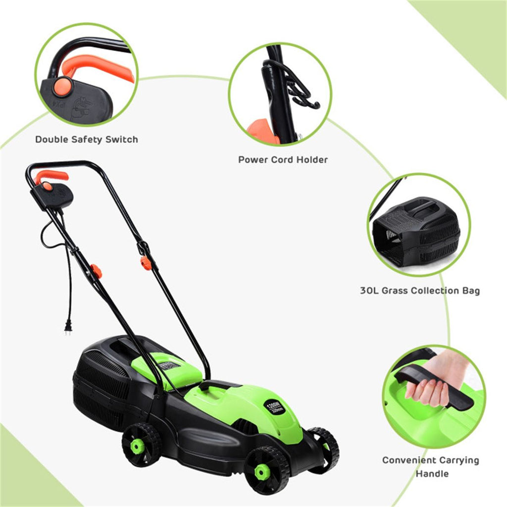 13-Inch Electric Lawn Mower with 8 Gal Grass Collection Box, 3