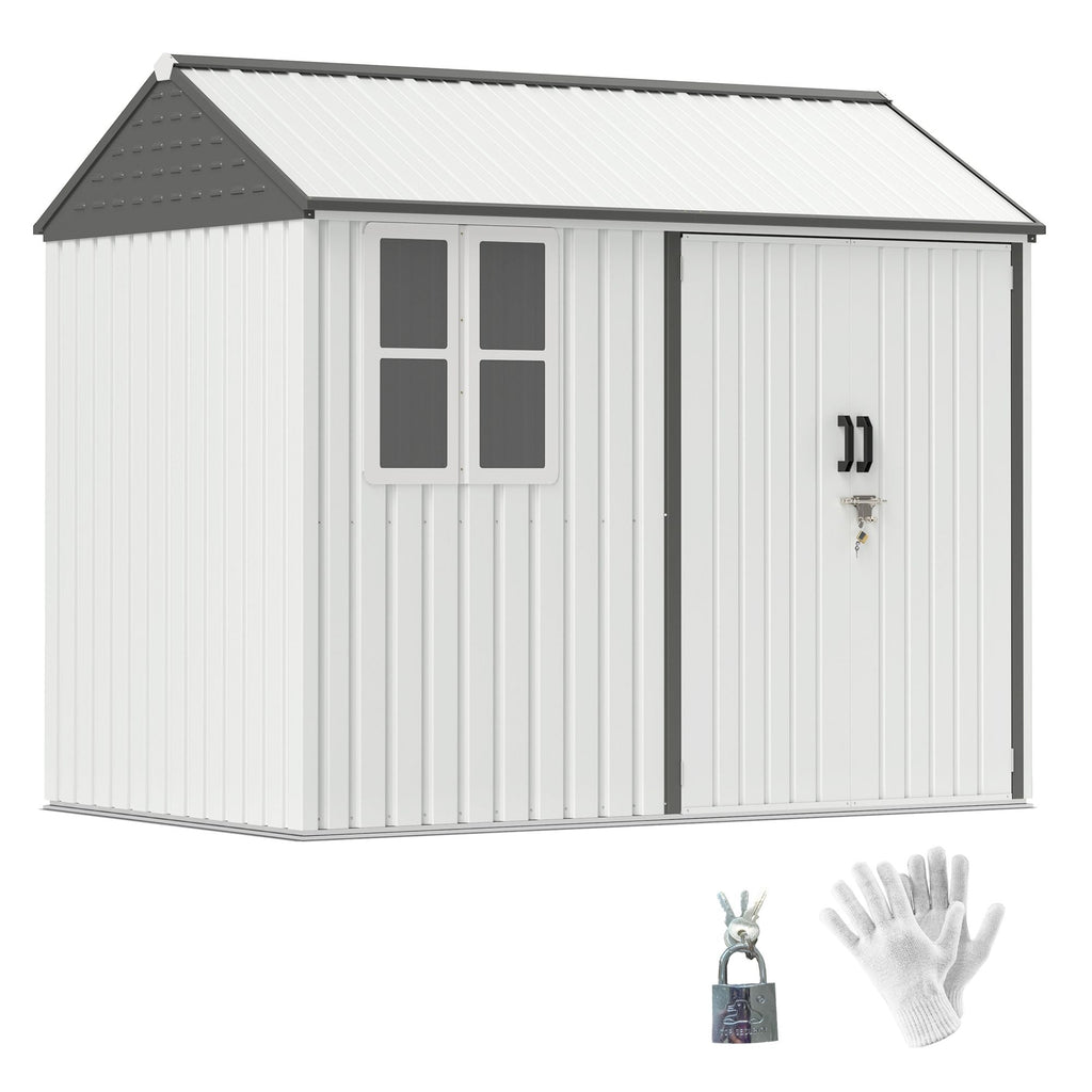 8' x 6' Metal Garden Storage Shed, Extra Large Outdoor Tool Storage