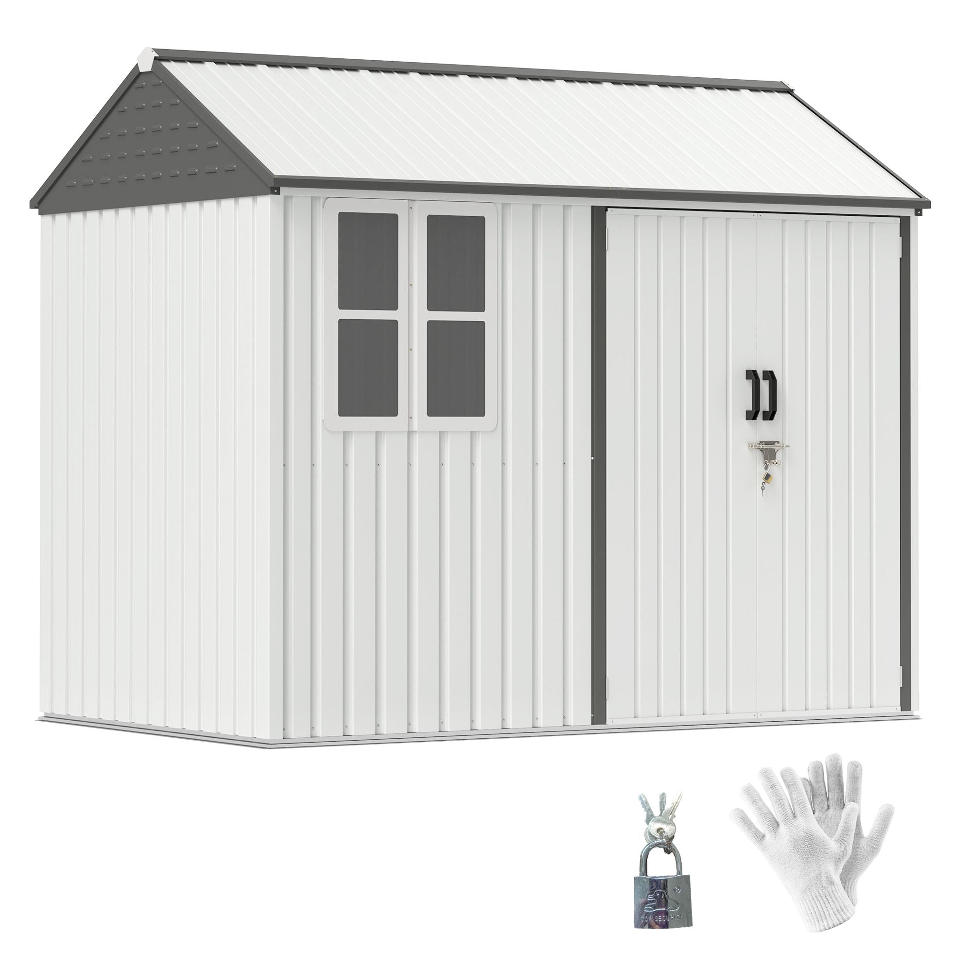 8' x 6' Metal Garden Storage Shed, Extra Large Outdoor Tool Storage