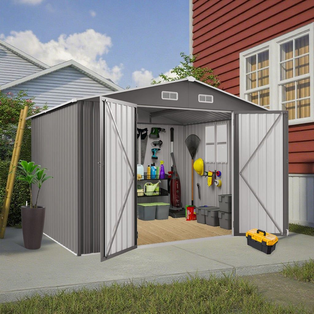 10 x 8 FT Outdoor Storage Shed, Large Metal Storage Shed, Lockable