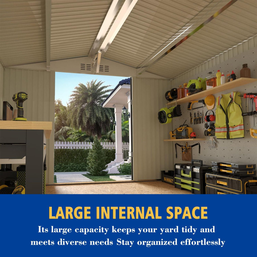 10 x 8 FT Outdoor Storage Shed, Large Metal Storage Shed, Lockable