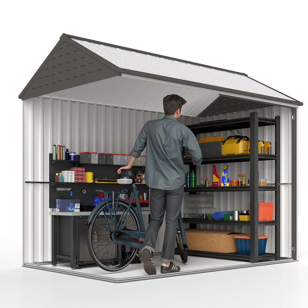 8' x 6' Metal Garden Storage Shed, Extra Large Outdoor Tool Storage