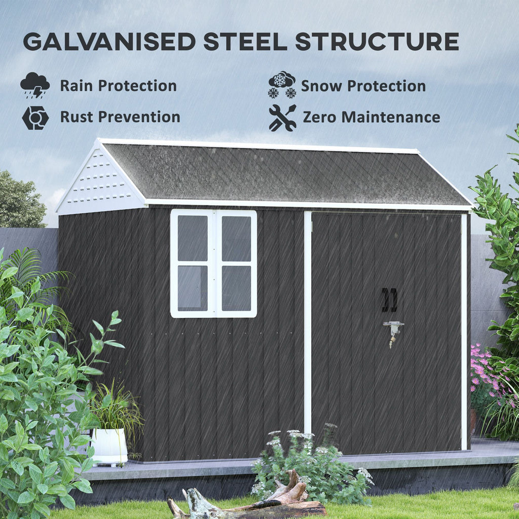 8' x 6' Metal Garden Storage Shed, Extra Large Outdoor Tool Storage