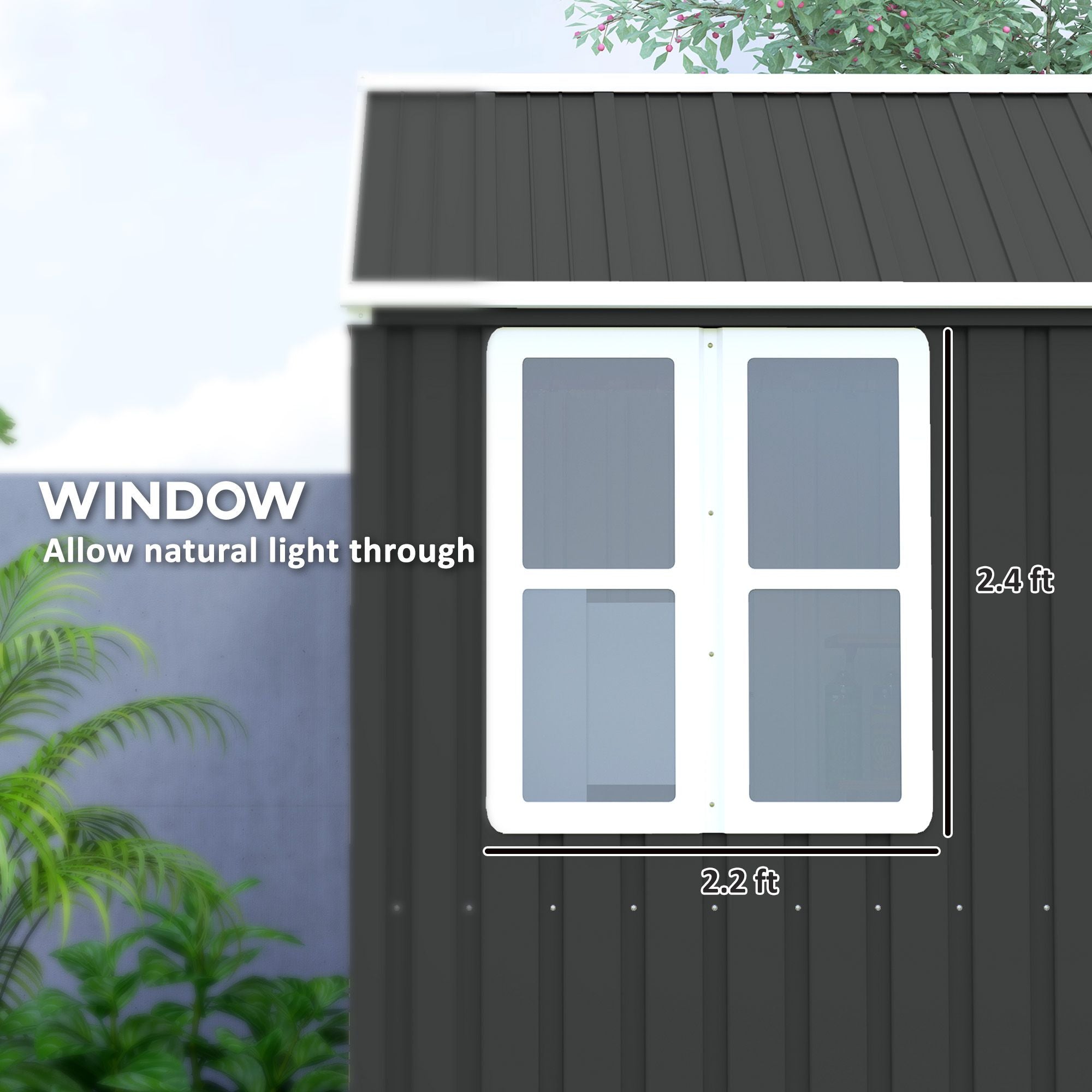 8' x 6' Metal Garden Storage Shed, Extra Large Outdoor Tool Storage