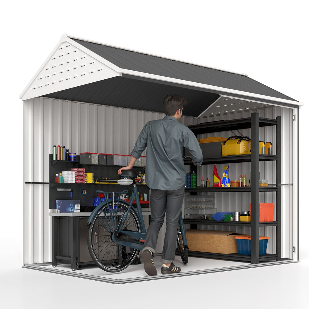 8' x 6' Metal Garden Storage Shed, Extra Large Outdoor Tool Storage