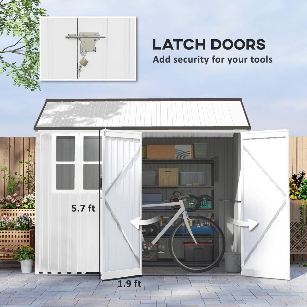 8' x 6' Metal Garden Storage Shed, Extra Large Outdoor Tool Storage