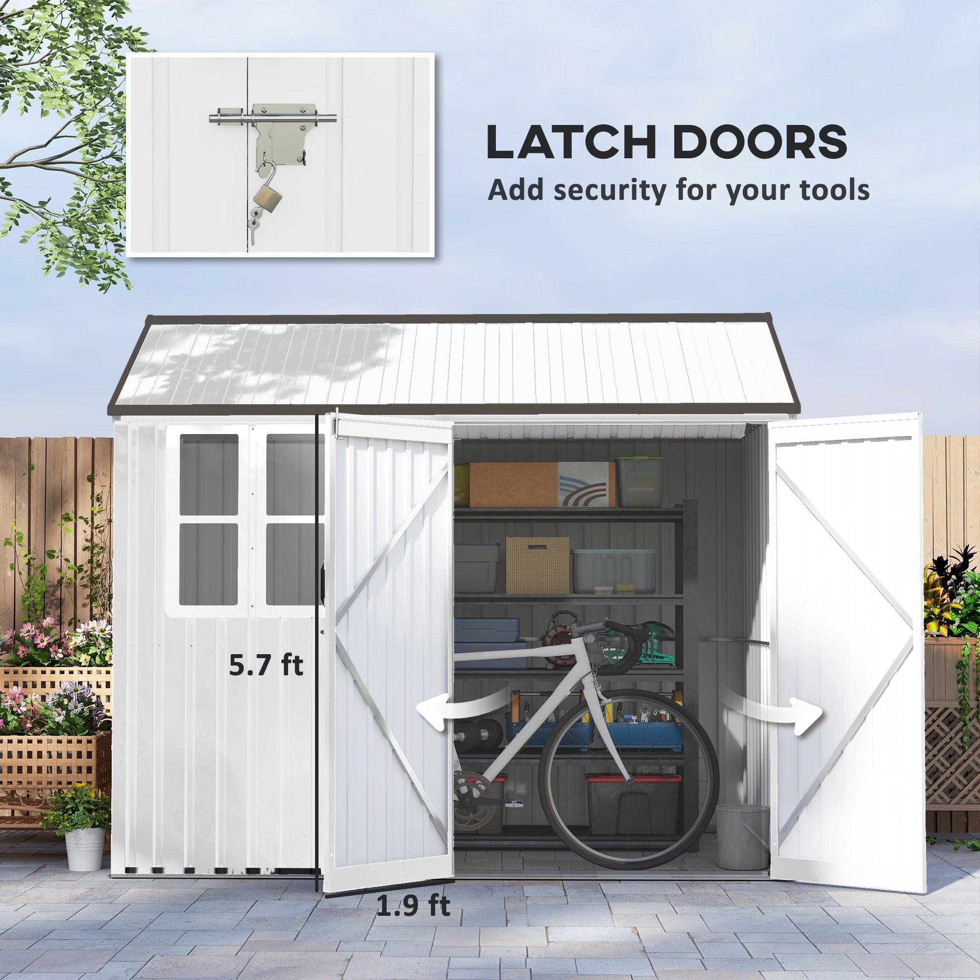 8' x 6' Metal Garden Storage Shed, Extra Large Outdoor Tool Storage