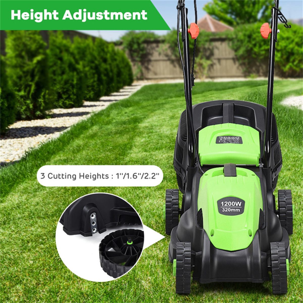 13-Inch Electric Lawn Mower with 8 Gal Grass Collection Box, 3
