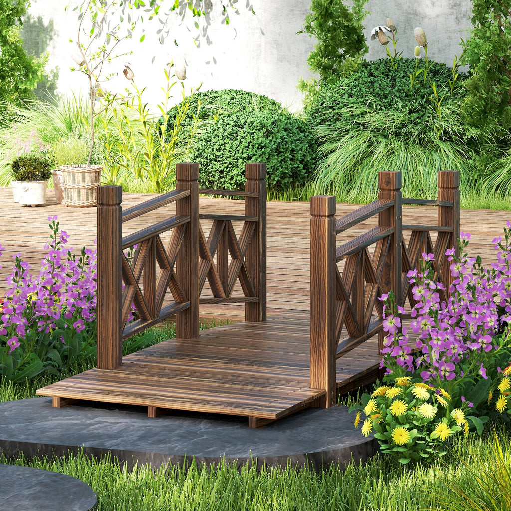 5 ft. Wooden Garden Bridge Footbridge for Backyard Ponds, Creeks,