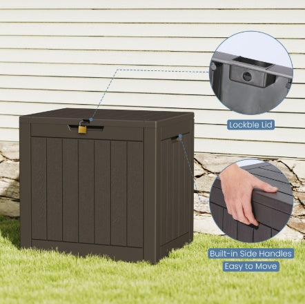 Deck Box With 31 Gallon Capacity, Weatherproof Resin Lockable Outdoor